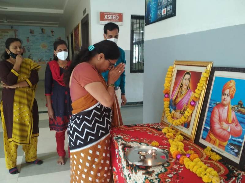 School Principal Jagatap Madam did poojan